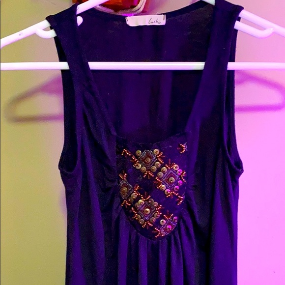 Gorgeous Lush Flattering Navy Blue Sleeveless Top - Picture 3 of 6